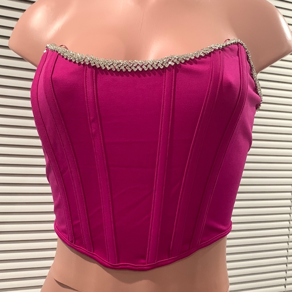 NWT Ruby & Jenna Cropped Embellished Corset Top